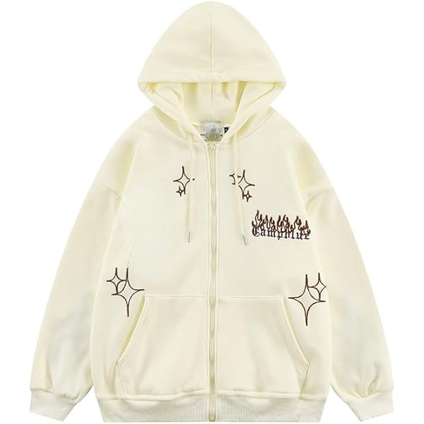 Aiwpstoin Women Y2K Star Sweatshirt Oversized Zip Up Fleece